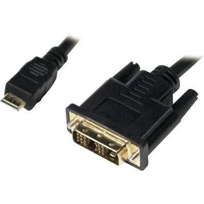 LogiLink CHM004 HDMI-kabel HDMI / DVI Adapterkabel HDMI-mini-C-stekker, DVI-D 18+1-polige stekker 2.00 m Zwart 