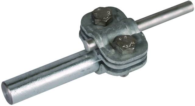 'Buisverbinding met twee parallelle buizen, verbonden door metalen klemmen. Geschikt voor toepassingen in de machinebouw.'
