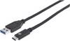 Manhattan USB-kabel USB 3.2 Gen2 USB-C stekker, USB-A stekker 0.50 m Zwart 354639