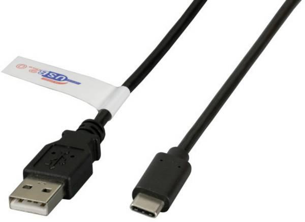 EFB Elektronik USB-kabel USB 2.0 USB-A stekker, USB-C stekker 1.00 m Zwart K5258SW.1