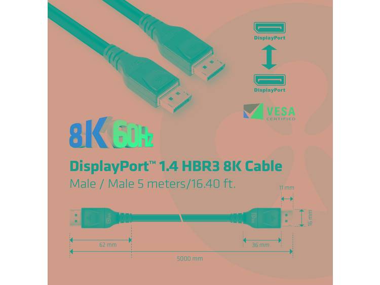 CLUB3D DisplayPort 1.4 HBR3 8K Kabel M-M 5 meter