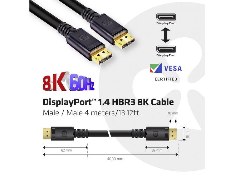 CLUB3D DisplayPort 1.4 HBR3 8K Kabel M-M 4meter