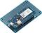 Een blauwe printplaat met een microcontroller, USB-aansluiting en meerdere aansluitingen. Geschikt voor elektronische projecten en prototyping.