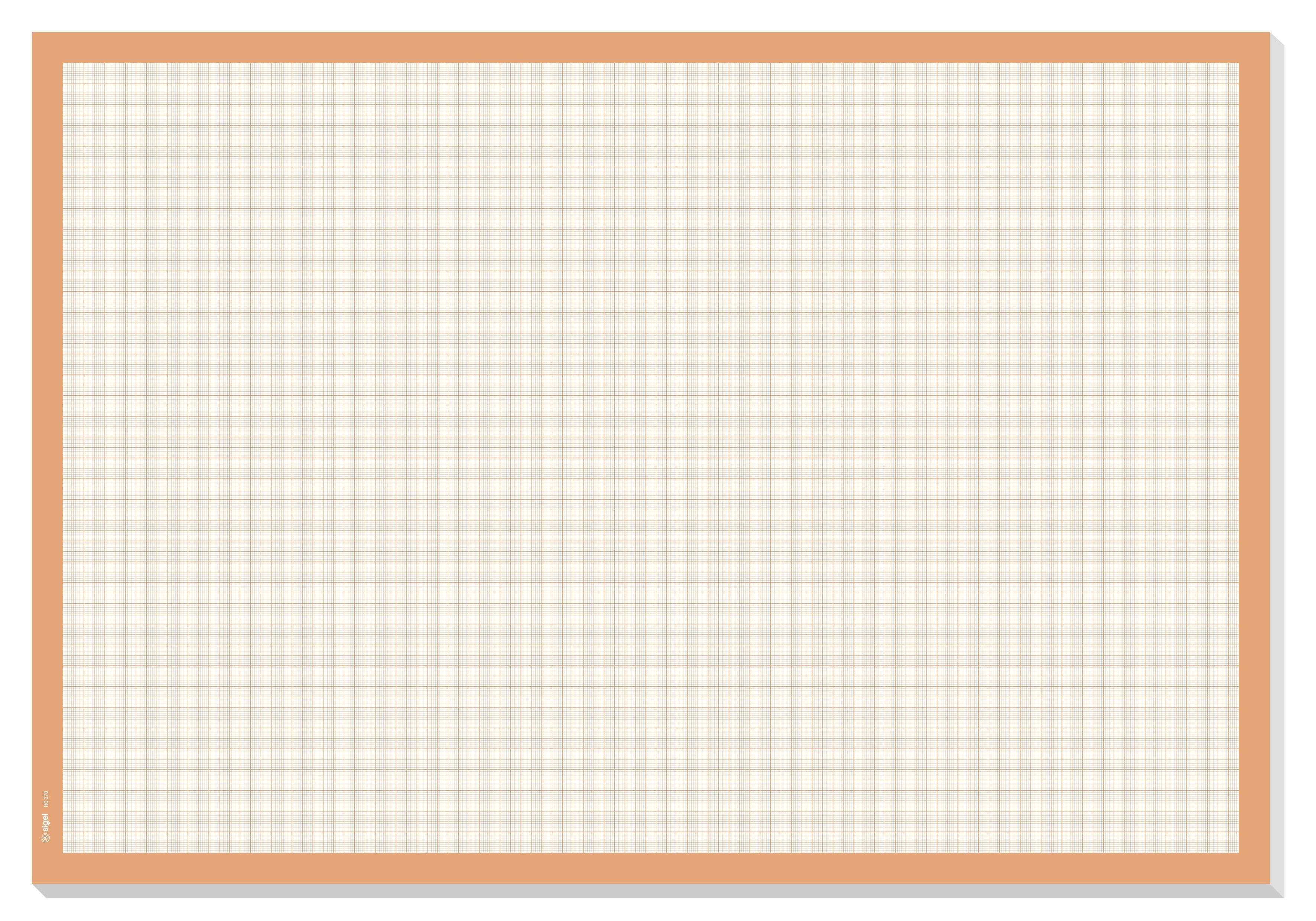 Sigel HO270 Papier Bureau onderlegger Millimeterpapier, Geruit Wit, Oranje (b x h) 59.5 cm x 41 cm