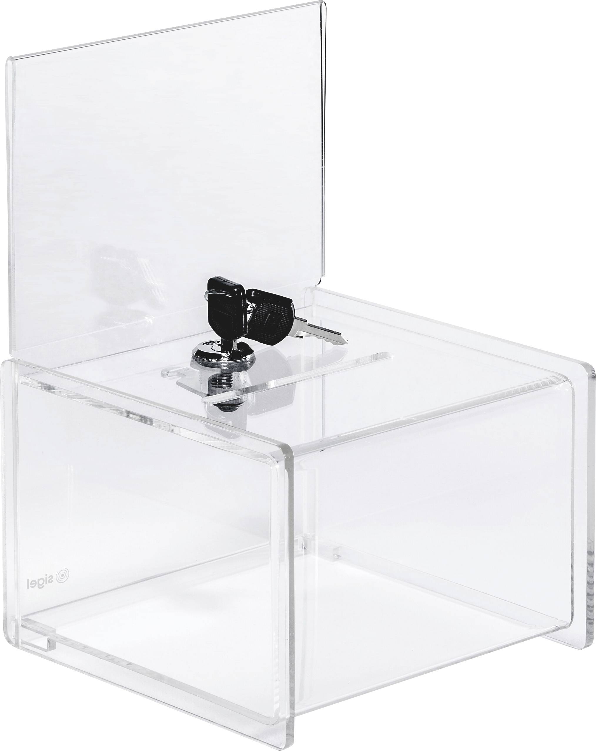 Sigel Actiebox met gleuf en slot VA151 Transparant (b x h x d) 15 x 15 x 21.2 cm 1 stuk(s)