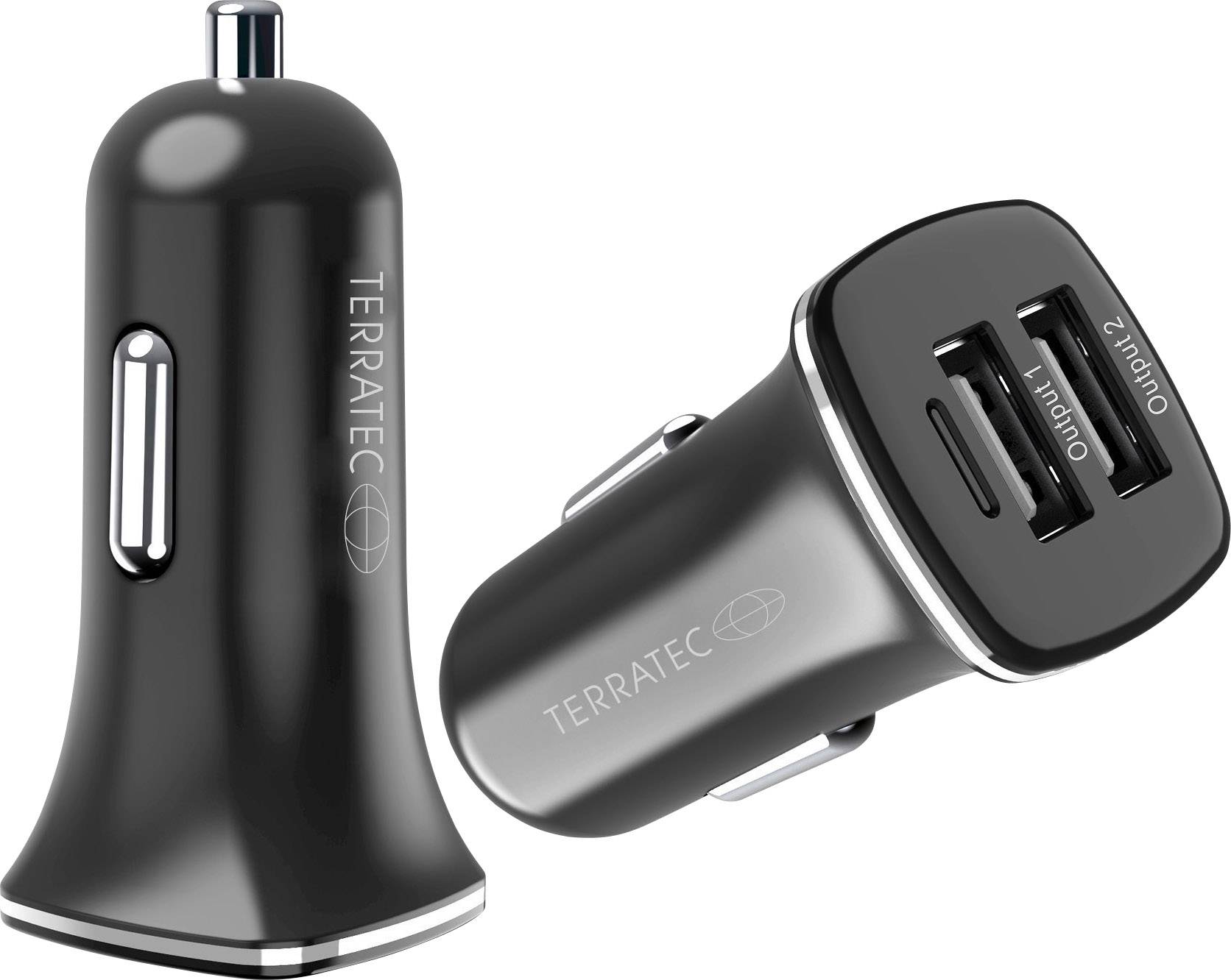 Terratec ChargeAir Car 285804 Inductielader 2000 mA Uitgangen Qi-standaard Zwart, RVS-1
