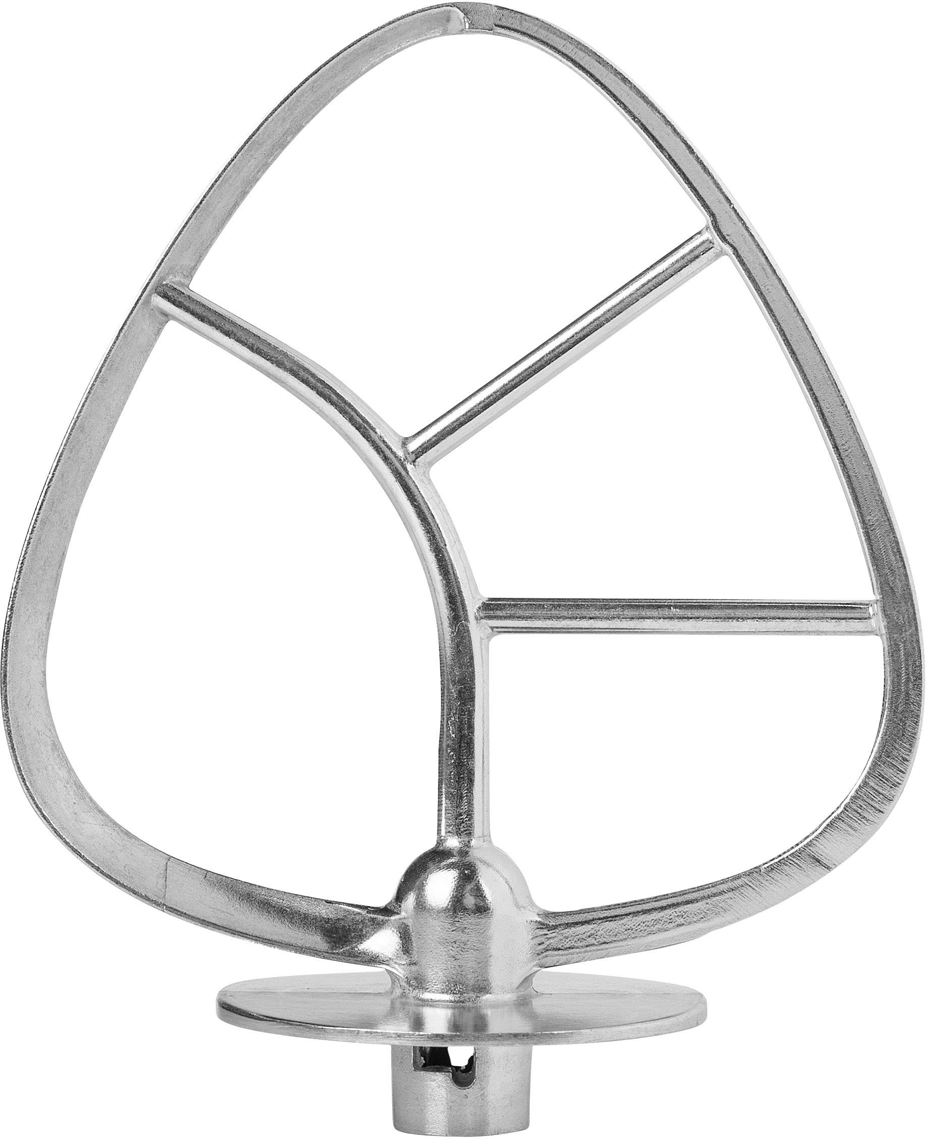 Metalen opzetstuk in de vorm van een blad, gebruikt voor het mengen of kneden van deeg bij een keukenmachine.