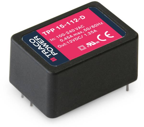 TracoPower TPP 15-115-D Schakelnetvoedingsmodule 15 V/DC 1 A 15 W