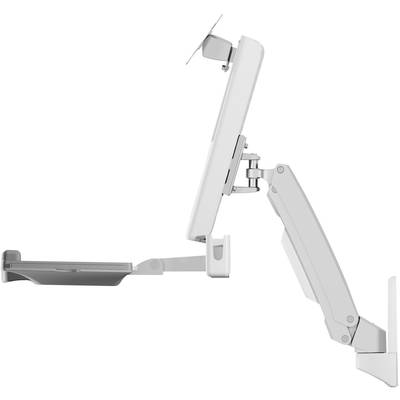Een verstelbare monitorarm met draaibare beeldschermhouder, ideaal voor het aanpassen van de beeldschermpositie voor ergonomisch werken.