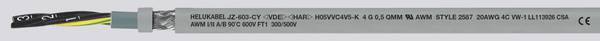 HELU JZ-603-CY Stuurstroomkabel 4 G 1 mm² Grijs 83743-1000 1000 m