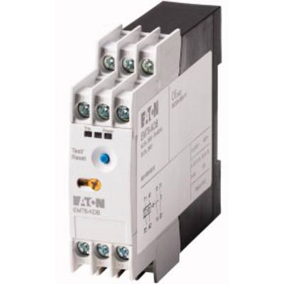 Een elektrisch bewakingsrelais van Eaton, model EMR6, met meerdere aansluitingsmogelijkheden en een test/reset-knop.