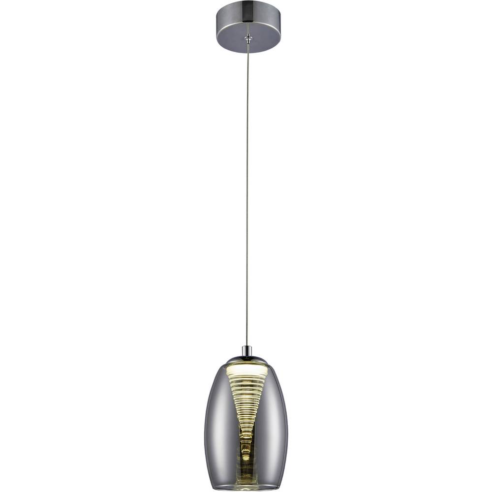 BRILLIANT lamp Metropolis LED hanglamp 1-lichts chroom / rookglas | 1x 5W LED geïntegreerde COB, 500lm, 3000K | In hoogte verstelbaar / kabel inkortbaar | Energiezuinig en duurzaam