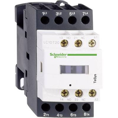 Een schakelaar van Schneider Electric, model 'LC1DT20'. Het heeft acht aansluitingen en is geschikt voor industriële elektrische toepassingen.