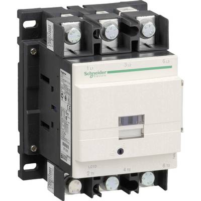 Vermogenscontactor met drie polen en meerdere aansluitpunten. Opschrift 'Schneider Electric'.