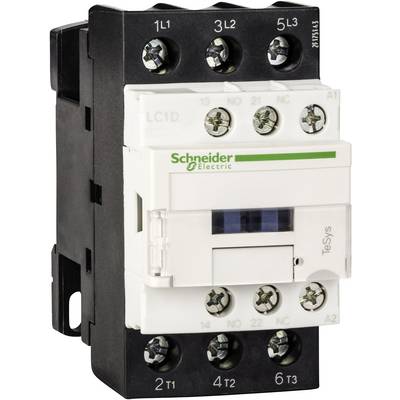 Een zwart-witte elektrische schakelaar van Schneider Electric met meerdere aansluitingen, geschikt voor industriële toepassingen.