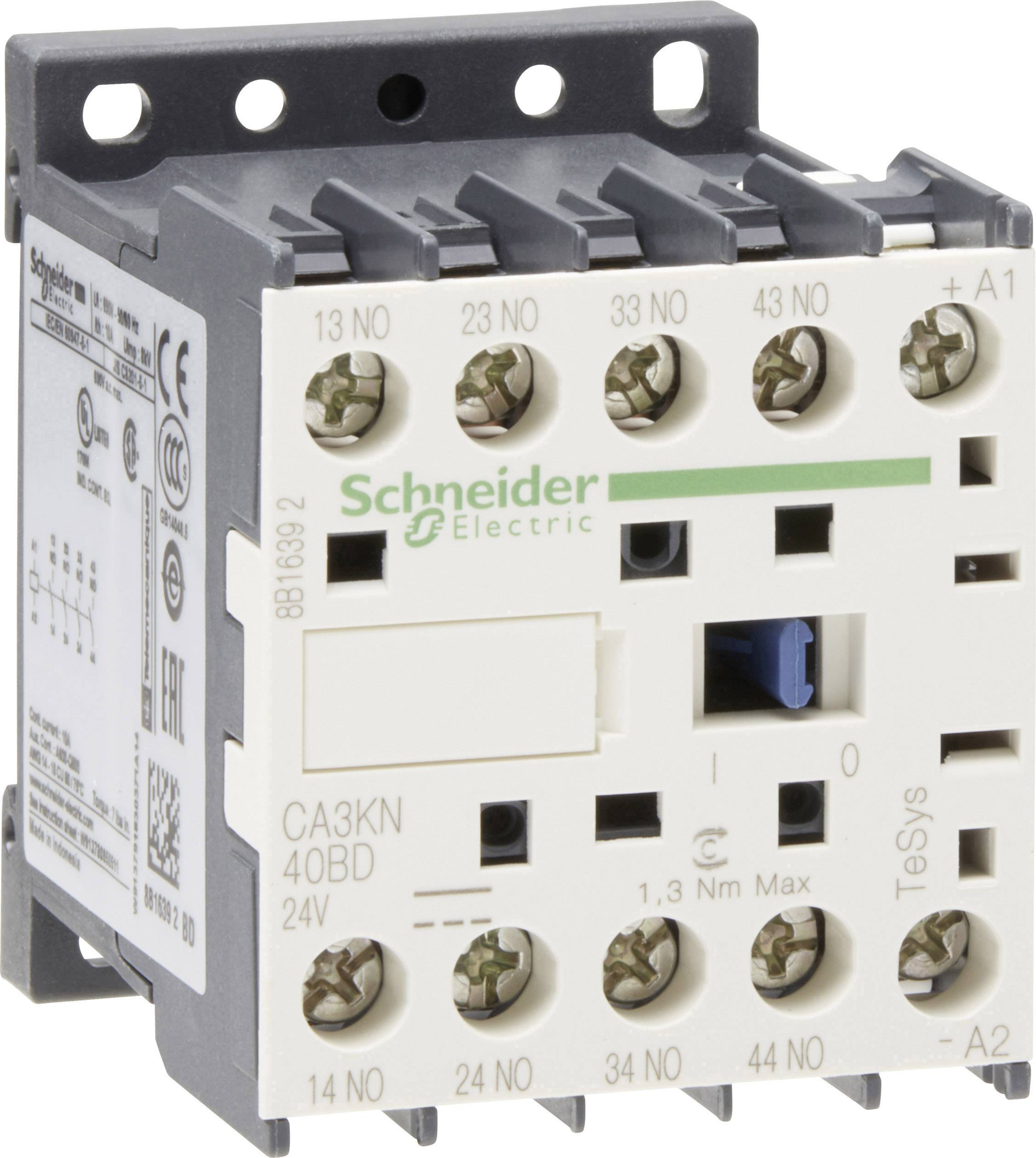 Elektrische contactor van Schneider Electric, model CA3KN 40BD, met meerdere aansluitingen voor elektrische bedrading.