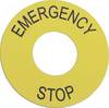 SCHNEIDER ELECTRIC ZB2BY9330 Label; geel; Knopaanduiding: EMERGENCY STOP; Op: Ø22mm; Afm: Ø60mm - 1 stuk
