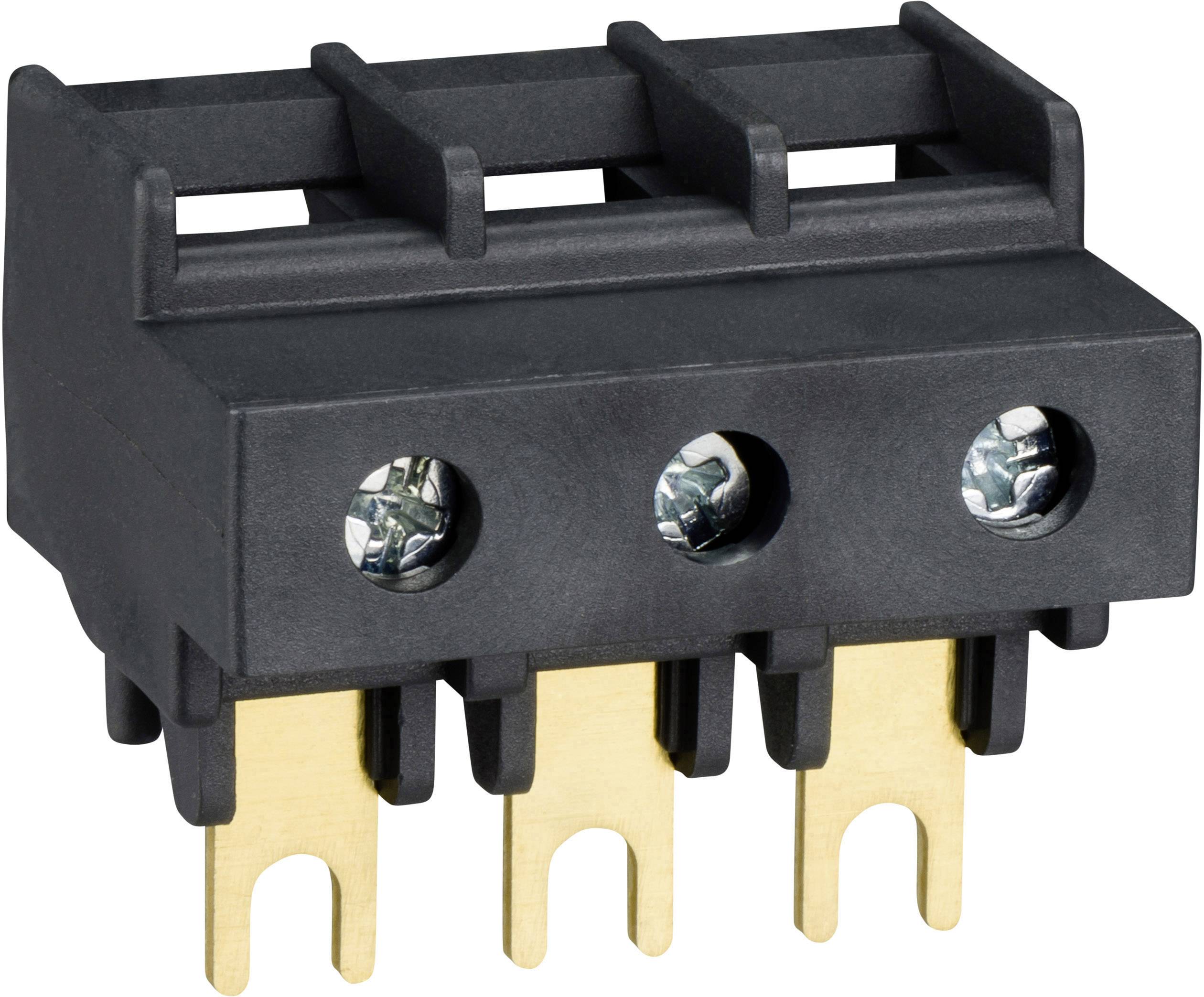 Een zwarte, driepolige stekker met goudkleurige contacten. Geschikt voor elektronische verbindingen in apparaten.