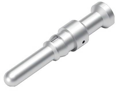 Zilveren metalen pen met afgeronde uiteinden en meerdere schuine segmenten. Gebruikt in mechanische of elektronische verbindingen.