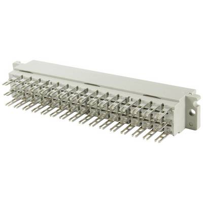 Een grijze elektronische connector met meerdere metalen pinnen voor elektrische verbinding in technische apparaten.