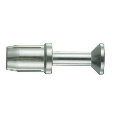 Zilveren metalen staaf met een cilindrische vorm en een conisch uiteinde, vermoedelijk een technisch of mechanisch onderdeel.