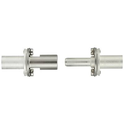 Twee metalen verbindingen close-up: Links met een bredere cilinder, rechts smaller met een langwerpig uiteinde; onderdelen lijken monteerbaar.