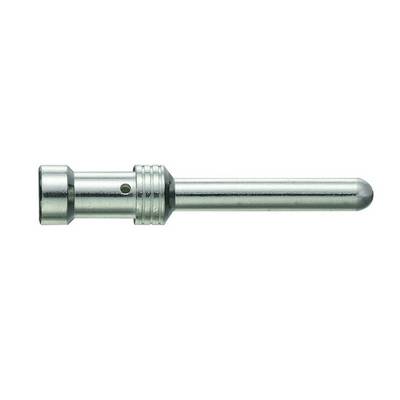 Metalen pen met cilindrische vorm, een verdikt uiteinde en een gegroefde middensectie, waarschijnlijk onderdeel van een mechanische verbinding.