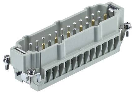 Industriële connectoren met een grijs behuizing en meerdere metalen contacten, geschikt voor elektrische verbindingen en machines.