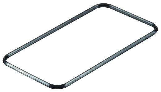 'Metalen frame in rechthoekige vorm, plat en zwart. Geschikt voor het versterken van structuren of als decoratief element.'