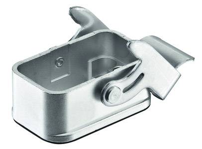 Metalen sluiting met hefboommechanisme, hoofdzakelijk gebruikt in de verpakkingsindustrie.