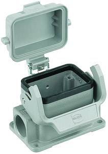 Rechthoekige, industriële metalen aansluitbehuizing met open deksel, geschikt voor de bescherming van elektrische aansluitingen.