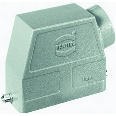 Een grijs elektrisch connectorkast van het merk HARTING, rechthoekige vorm, geschikt voor industriële toepassingen.