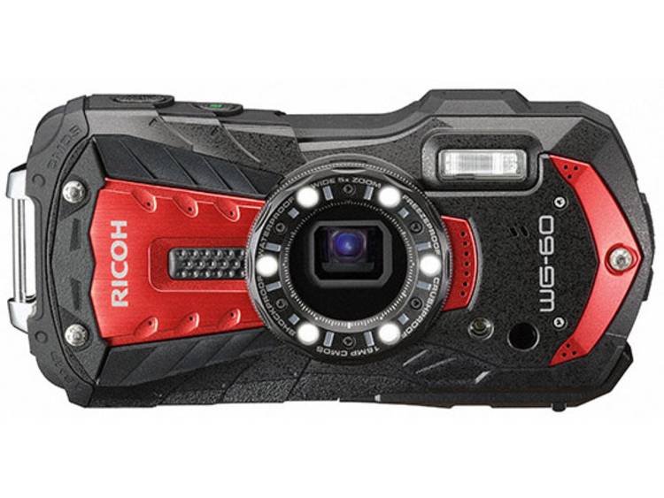 Ricoh WG-60 Digitale camera 16 Mpix Zoom optisch: 5 x Rood, Zwart Waterdicht, Stofdicht