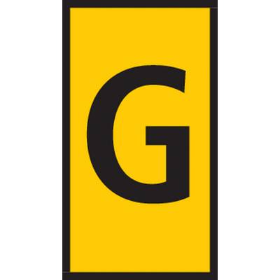 Geel rechthoekig bord met een grote zwarte letter 'G' in het midden.