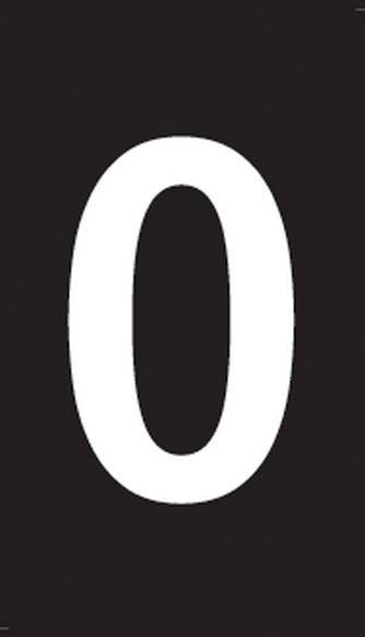 Een wit getal '0' op een zwarte achtergrond.