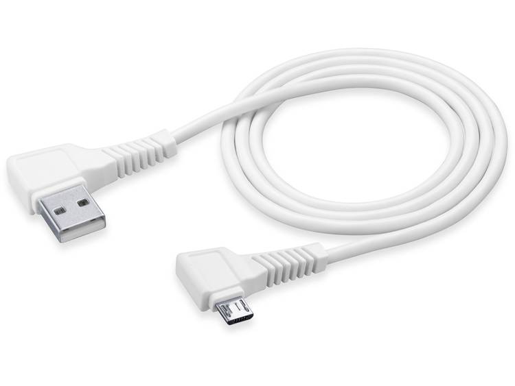 Cellularline USB 2.0 Aansluitkabel [1x USB 3.0 stekker A 1x Micro-USB 2.0 stekker B] 1 m Wit 90Â° ha