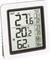 Elektronisch thermo-hygrometer toont buitentemperatuur 27,6°C, binnentemperatuur 20,2°C en luchtvochtigheid binnen 62% aan.