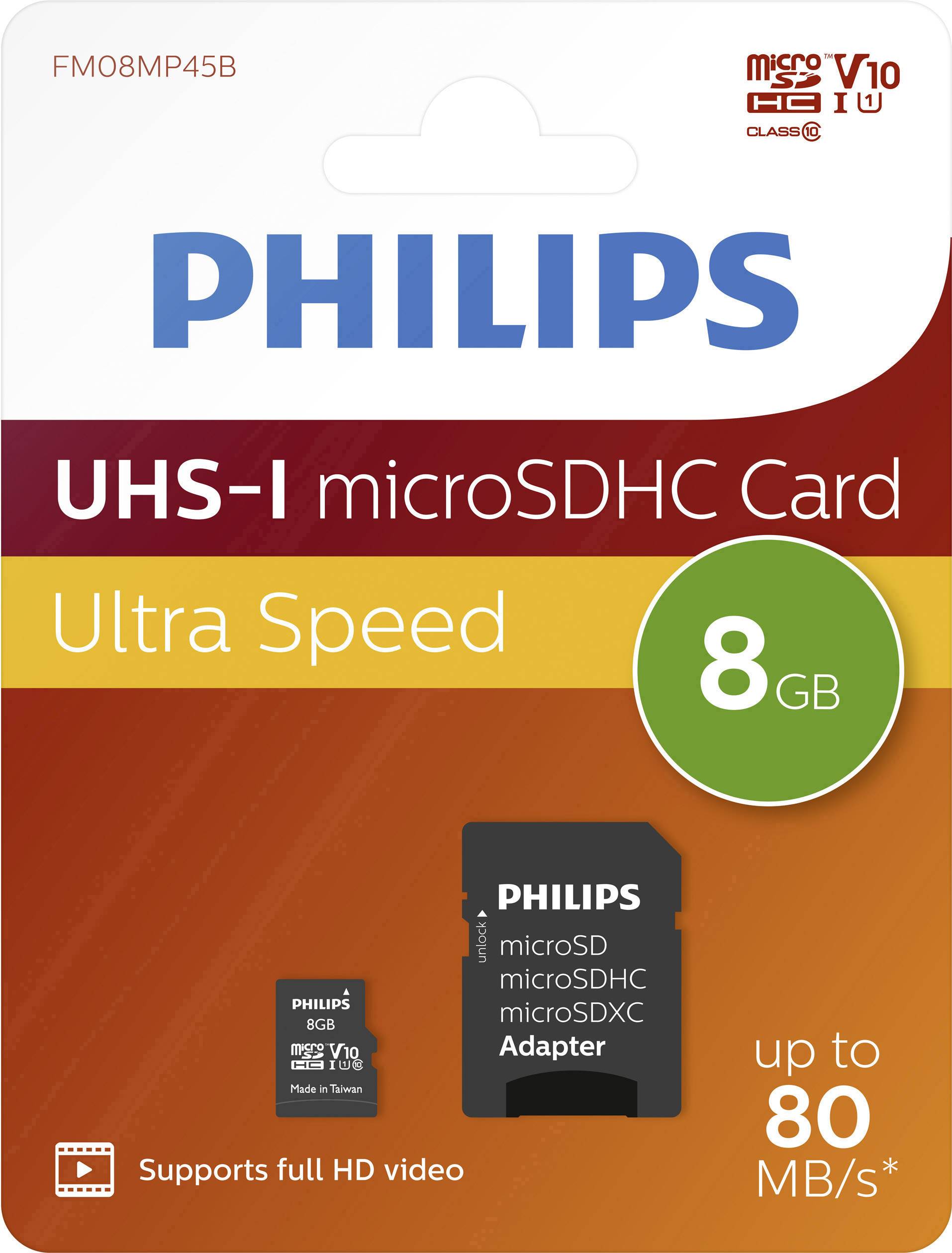 Philips geheugenkaart 8 GB MicroSDHC UHS-I Klasse 10-4