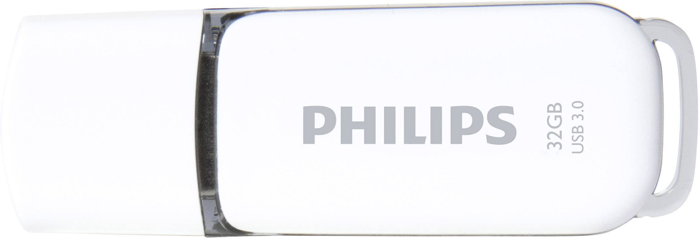 Een witte USB-stick van Philips met 32 GB USB 3.0-capaciteit.