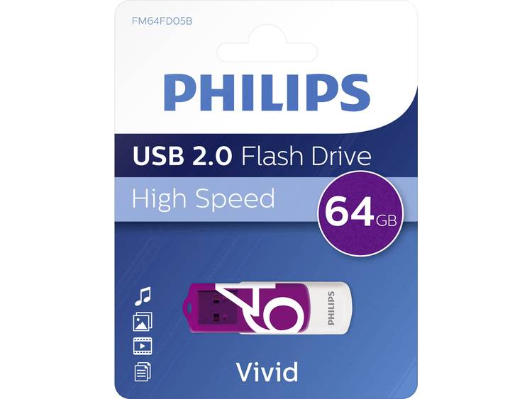 Philips VIVID USB-stick 64 GB USB 2.0 Paars FM64FD05B-00