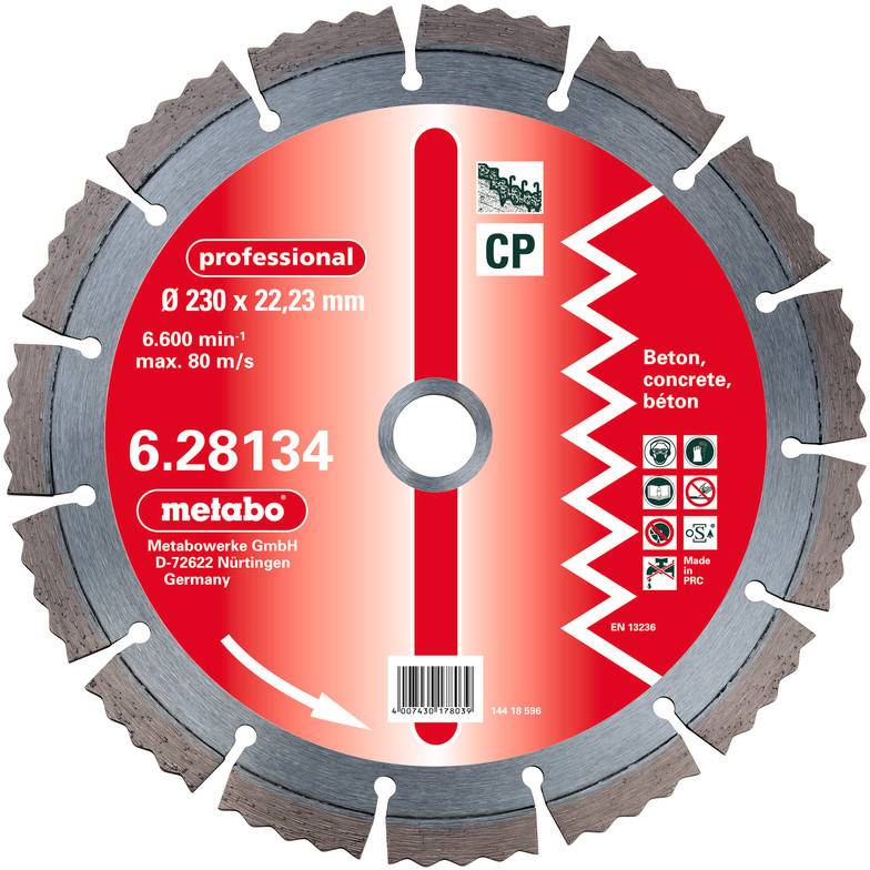 Metabo 628129000 Diamanten doorslijpschijf 115 mm 1 stuk(s) Beton, Composietmaterialen, Graniet, Gewapend beton, Uitgewassen beton, Zandsteen