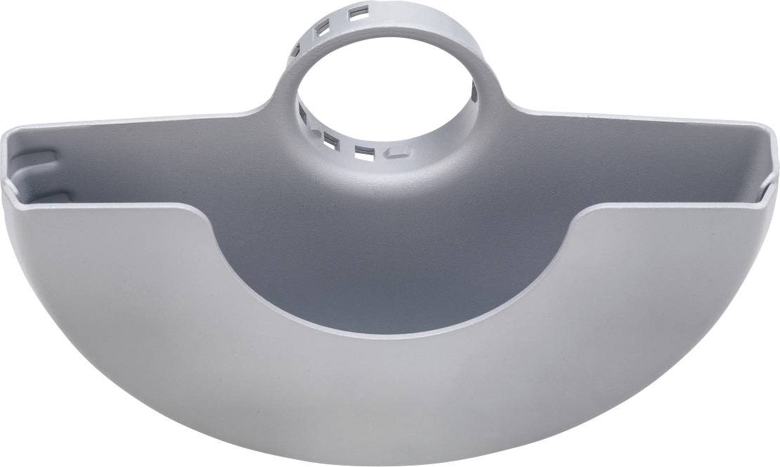 Grijze halfronde plastic container met een circulaire handvaatopening aan de bovenkant, weergegeven op een witte achtergrond.