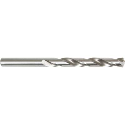 Close-up van een metalen spiraalboor met een zilveren schacht en spiraalvormige snijfluiten.