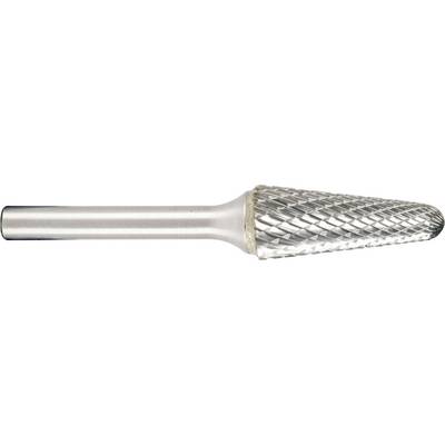 Metalen roterend snij-gereedschap met een cilindrische schacht en gekruist geslepen snijkop.