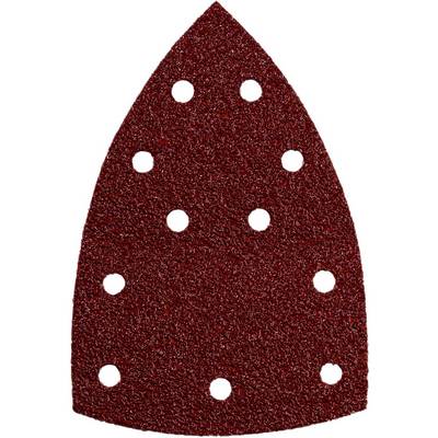 Rood driehoekig schuurpad met acht witte ventilatieopeningen op een witte achtergrond.