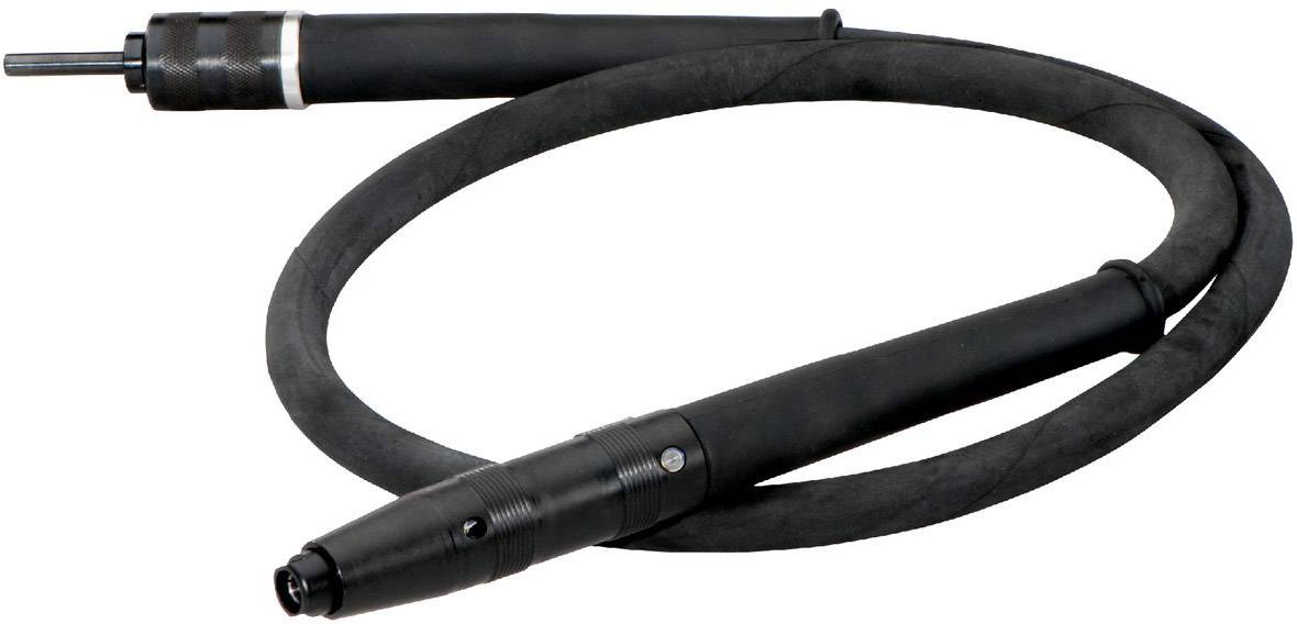 Een flexibele industrieslang met zwart gecoate handgrepen aan beide uiteinden, geschikt voor gebruik in machinebouw of luchtvaart.