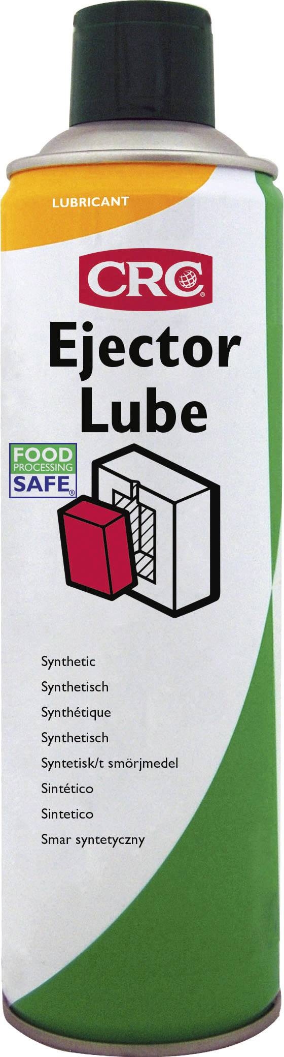 'CRC Ejector Smeermiddel', een groene spuitbus met de opdruk 'Voedselgeschikt', toont een grafiek van een ejector. Synthetisch smeermiddel.