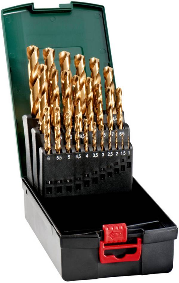 Metabo 627191000 Metaal-spiraalboorset 25-delig 1 mm, 1.5 mm, 2 mm, 2.5 mm, 3 mm, 3.5 mm, 4 mm, 4.5 mm, 5 mm, 5.5 mm, 6 mm, 6.5 mm, 7 mm, 7.5 mm, 8 mm, 8.5 mm, 9 mm, 9.5 mm, 10 mm, 10.5 mm, 11 mm, 11.5 mm, 12 mm, 12.5 mm, 13 mm 1 stuk(s)