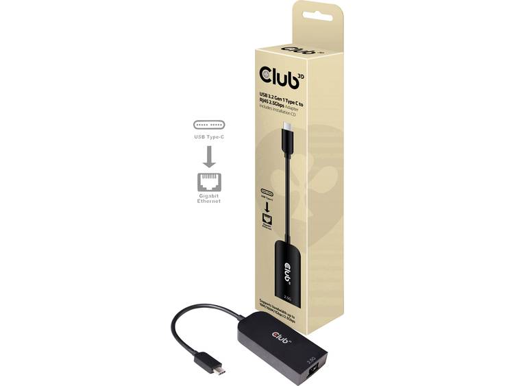 CLUB3D CAC-1520 kabeladapter-verloopstukje USB C Ethernet Zwart