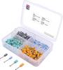 TRU COMPONENTS T1903C023 Assortiment adereindhulzen 0.14 mm², 0.25 mm², 0.34 mm², 0.50 mm² Deels geïsoleerd Grijs, Lichtblauw, Turquoise, Oranje 200 stuk(s)